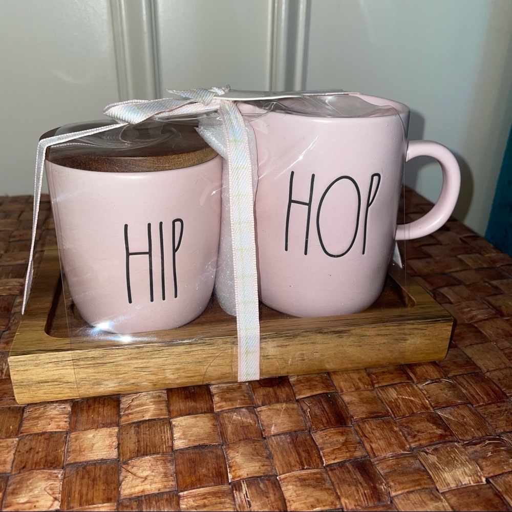 Rae Dunn Hip Hop Pink Cream and Sugar Set